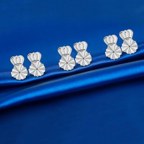 Earring Backs for Droopy Ears,18K Sterling Silver Earring Backs for Studs,Adjustable Hypoallergenic Earring Backs for Heavy Earring(6 Pairs) in Saudi Arabia