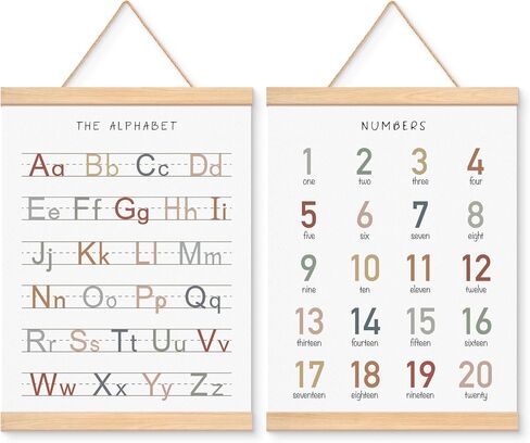 EliteSign Educational Preschool Learning Posters, Alphabet Numbers Posters for Toddlers, ABC Banner Wall Hanging Posters Decor for Classroom Playroom Nursery Kids Room, 12x17 Inch Set of 2 in Saudi Arabia