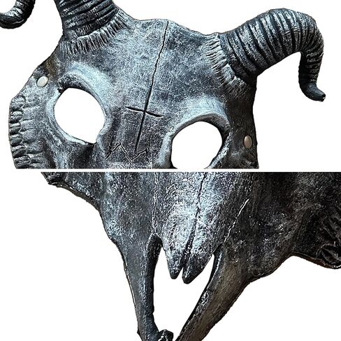 Unisex Goat Skull Mask PU Devil Horn Mask Scary Halloween Masks for Women Men Lifelike Sheep Face Cos Animal Masks in Saudi Arabia