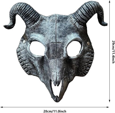 Unisex Goat Skull Mask PU Devil Horn Mask Scary Halloween Masks for Women Men Lifelike Sheep Face Cos Animal Masks in Saudi Arabia