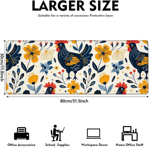 Rustic Highland Cow & Floral Gaming Mouse Pad, Large Cows Desk Mat for Laptop Keyboard Computer, Non-Slip Rubber Base Desktop Extended Mousepad for Office Home Accessories 31.5"×11.8" in Kuwait