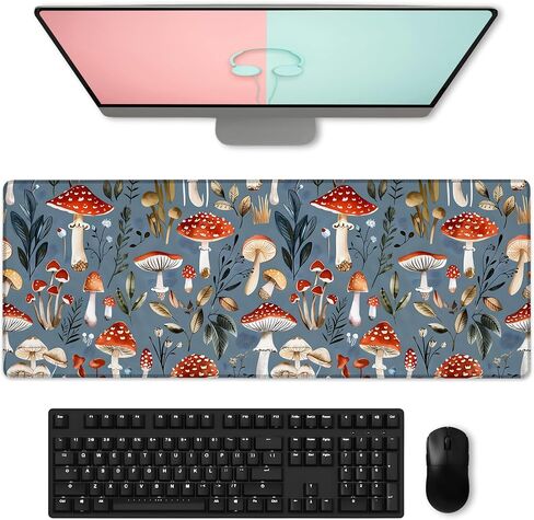 Rustic Highland Cow & Floral Gaming Mouse Pad, Large Cows Desk Mat for Laptop Keyboard Computer, Non-Slip Rubber Base Desktop Extended Mousepad for Office Home Accessories 31.5"×11.8" in Kuwait