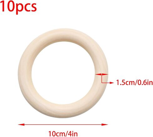 10 Pcs Wooden Rings for Macrame Craft, 4 Inch Unfinished Natural Wooden Rings, Macrame Rings Without Paint for Jewelry Making DIY Craft in Saudi Arabia