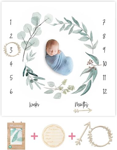 Miaoberry Woodland 100% Organic Cotton Muslin Milestone Blanket in Kuwait
