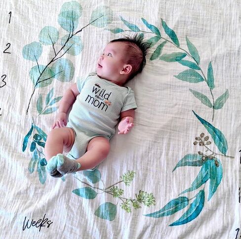 Miaoberry Woodland 100% Organic Cotton Muslin Milestone Blanket in Kuwait