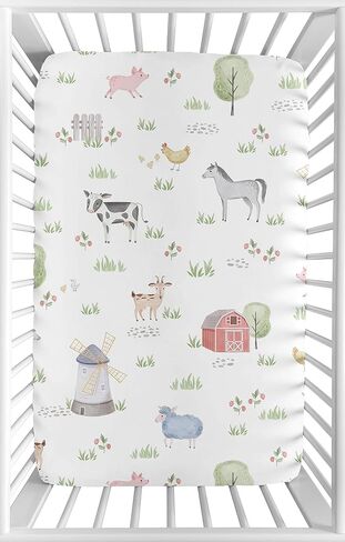 Sweet Jojo Designs Western Cowgirl Girl Baby Fitted Crib Sheet Infant Newborn Nursery Toddler Bed Room Standard Mattress Wild West Vintage Country Retro Animal Horse Southwest Beige Brown Pink Blue in Saudi Arabia