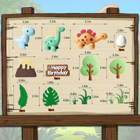 21PCS Dinosaur Cake Decorations, Dinosaur Eggs Cake Topper, PVC Grasses Trees Dinosaur Cake Decorations for Birthday Party, Cake Toppers Happy Birthday, Kids Party Dinosaur Cake Topper in Saudi Arabia