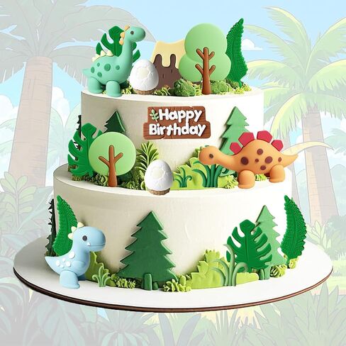 21PCS Dinosaur Cake Decorations, Dinosaur Eggs Cake Topper, PVC Grasses Trees Dinosaur Cake Decorations for Birthday Party, Cake Toppers Happy Birthday, Kids Party Dinosaur Cake Topper in Saudi Arabia