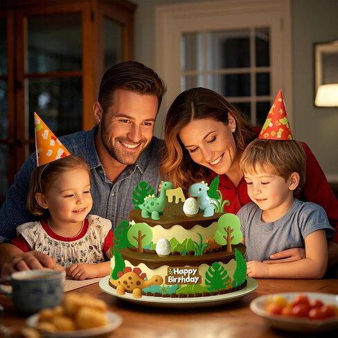 21PCS Dinosaur Cake Decorations, Dinosaur Eggs Cake Topper, PVC Grasses Trees Dinosaur Cake Decorations for Birthday Party, Cake Toppers Happy Birthday, Kids Party Dinosaur Cake Topper in Saudi Arabia