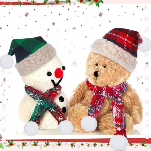 Geyoga 8 Pcs Christmas Mini Knit Doll Hats with Scarf Small Santa Hat Scarf Christmas Knit Decoration Winter Wine Bottle Decor for Xmas Ornaments DIY Art Craft (Red, Green,Snow) in Saudi Arabia
