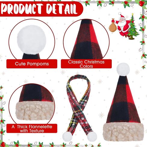Geyoga 8 Pcs Christmas Mini Knit Doll Hats with Scarf Small Santa Hat Scarf Christmas Knit Decoration Winter Wine Bottle Decor for Xmas Ornaments DIY Art Craft (Red, Green,Snow) in Saudi Arabia