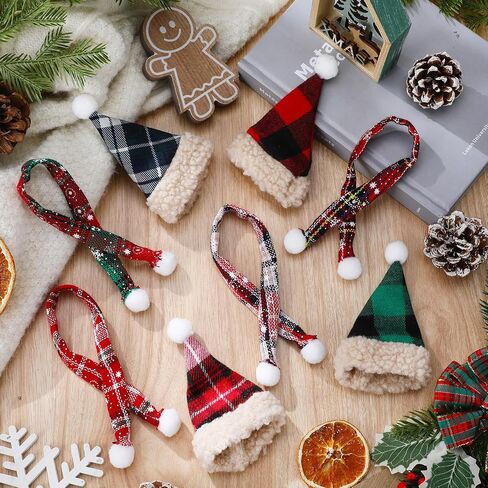 Geyoga 8 Pcs Christmas Mini Knit Doll Hats with Scarf Small Santa Hat Scarf Christmas Knit Decoration Winter Wine Bottle Decor for Xmas Ornaments DIY Art Craft (Red, Green,Snow) in Saudi Arabia