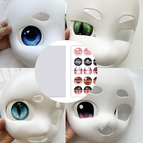 1 Set Fursuit Eye Mesh with Eyes, 11.8x7.87inch Waterproof Blank PVC Eye Mesh with Eyes for Therian Mask for Furries Cosplay, Sculptures,Craft Making,Props Fursuits (Cartoon-E) in Saudi Arabia