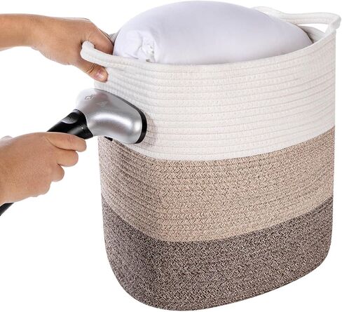 Large Cotton Tall Rectangle Small Laundry hamper Dog Toy Storage Baskets Woven Basket Bins Foldable Medium With Handle Toys and Fabric Storing Storage Silver Gray 2 Pack in Saudi Arabia