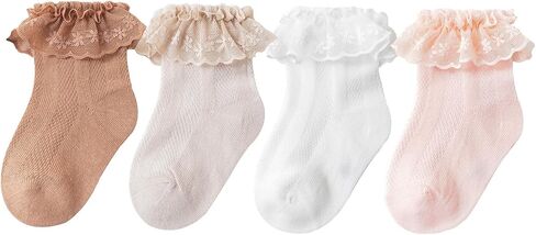 Baby Girl Ruffle Socks Cotton Frilly for Princess Dress Toddler in Kuwait