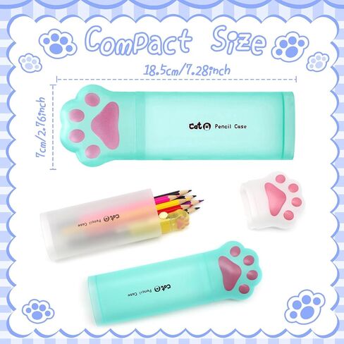 Benvo Cat Paw Pencil Holder البلاستيك قلم رصاص قلم رصاص منظم تخزين لأقلام أقلام الحكام ، وملحقات المكتب المكتبية المكتبية (White/Mint Green ، حزمة 2) in Kuwait