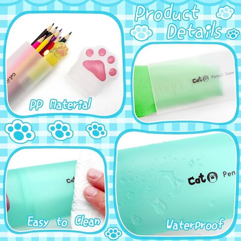 Benvo Cat Paw Pencil Holder البلاستيك قلم رصاص قلم رصاص منظم تخزين لأقلام أقلام الحكام ، وملحقات المكتب المكتبية المكتبية (White/Mint Green ، حزمة 2) in Kuwait