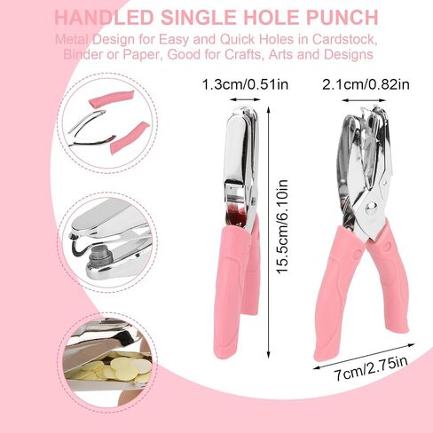 Rongon Paper Hole Puncher Star و Heart Mini Hole Punch Punch Pliers 1/4 بوصة أداة ثقب واحد لطيف مع DIY ناعم من أجل تذكرة الملابس العلامات in Kuwait