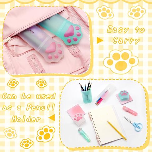 Benvo Cat Paw Pencil Holder البلاستيك قلم رصاص قلم رصاص منظم تخزين لأقلام أقلام الحكام ، وملحقات المكتب المكتبية المكتبية (White/Mint Green ، حزمة 2) in Kuwait