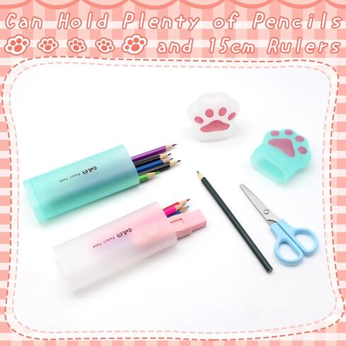 Benvo Cat Paw Pencil Holder البلاستيك قلم رصاص قلم رصاص منظم تخزين لأقلام أقلام الحكام ، وملحقات المكتب المكتبية المكتبية (White/Mint Green ، حزمة 2) in Kuwait