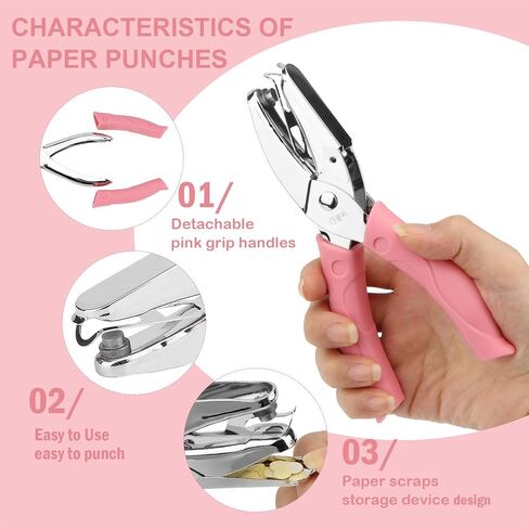 Rongon Paper Hole Puncher Star و Heart Mini Hole Punch Punch Pliers 1/4 بوصة أداة ثقب واحد لطيف مع DIY ناعم من أجل تذكرة الملابس العلامات in Kuwait