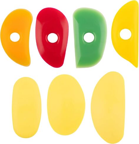 Framendino, 7 Pack Soft Rubber Rib Silicone Ceramics Tools Smooths Shapes Sculpting Pottery Clay Tool for DIY (Yellow) in Saudi Arabia