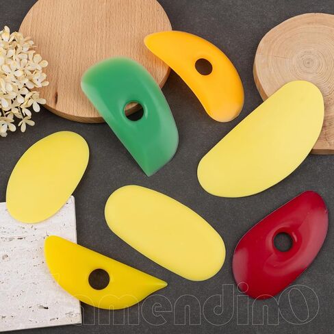Framendino, 7 Pack Soft Rubber Rib Silicone Ceramics Tools Smooths Shapes Sculpting Pottery Clay Tool for DIY (Yellow) in Saudi Arabia