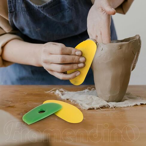 Framendino, 7 Pack Soft Rubber Rib Silicone Ceramics Tools Smooths Shapes Sculpting Pottery Clay Tool for DIY (Yellow) in Saudi Arabia