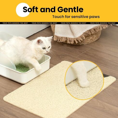 Cat Litter Mat Litter Trapping Mat, Premium Durable PVC Cute Cat Litter Box Mat, Non-Slip, Less Waste Kitty Litter Mat, Soft on Kitty’s Paws, 24"x 17" cat matts for Litter in Kuwait