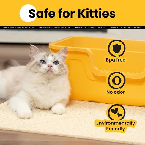 Cat Litter Mat Litter Trapping Mat, Premium Durable PVC Cute Cat Litter Box Mat, Non-Slip, Less Waste Kitty Litter Mat, Soft on Kitty’s Paws, 24"x 17" cat matts for Litter in Kuwait