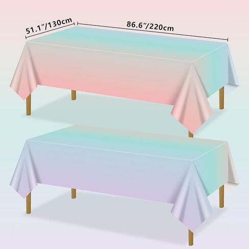 4 Pack Rainbow Tablecloth, 51 x 86 inch Pastel Table Cloths Colorful Rainbow Table Covers for Ice Cream Party Decorations Wedding Easter Girl and Princess Birthday Party Supplies in Saudi Arabia