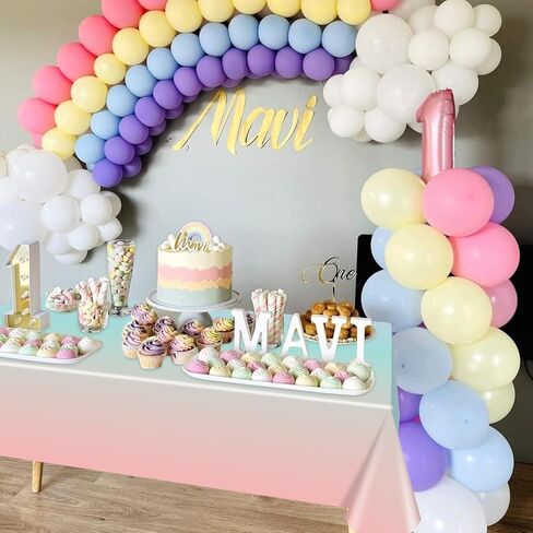 4 Pack Rainbow Tablecloth, 51 x 86 inch Pastel Table Cloths Colorful Rainbow Table Covers for Ice Cream Party Decorations Wedding Easter Girl and Princess Birthday Party Supplies in Saudi Arabia