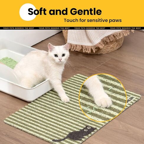 Conlun Cat Litter Mat Litter Trapping Mat, Premium Durable PVC Cute Cat Litter Box Mat, Non-Slip, Less Waste Kitty Litter Mat, Soft on Kitty’s Paws, 24"x 17" cat matts for litter, Chessboard in Saudi Arabia