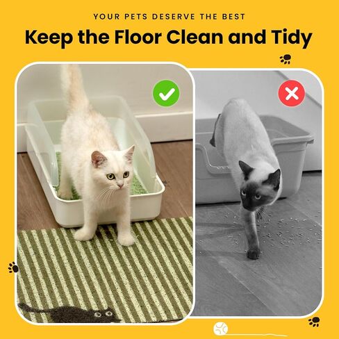 Conlun Cat Litter Mat Litter Trapping Mat, Premium Durable PVC Cute Cat Litter Box Mat, Non-Slip, Less Waste Kitty Litter Mat, Soft on Kitty’s Paws, 24"x 17" cat matts for litter, Chessboard in Saudi Arabia