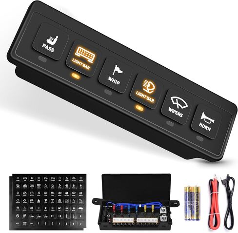 6 Gang Wireless Switch Panel, Auxiliary Car Swtich Panel with 2 Light Modes Memory Function, 12V 80A Universal Relay Switch Box for Truck Offroad SUV UTV ATV Boat Marine in Saudi Arabia
