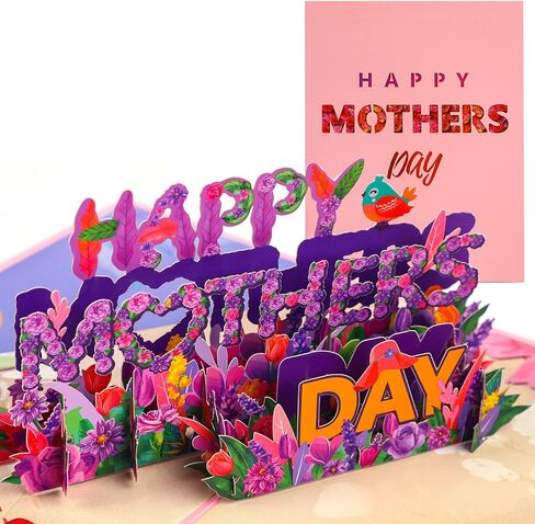 FOIMAS 3D Pop Up Mothers Day Card,Happy Mother’s Day Card with Envelope, Message Card for Mom Wife Daughter Grandma in Kuwait