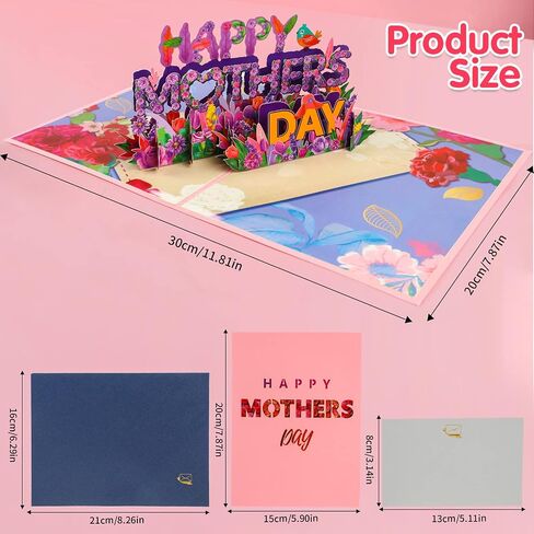 FOIMAS 3D Pop Up Mothers Day Card,Happy Mother’s Day Card with Envelope, Message Card for Mom Wife Daughter Grandma in Kuwait