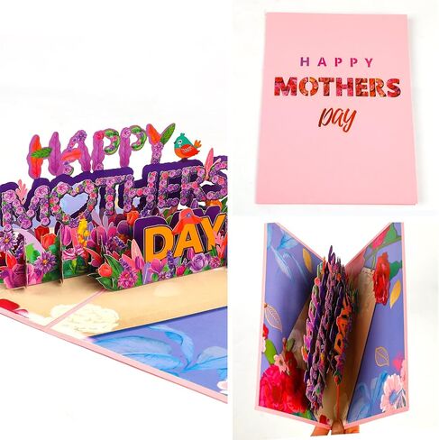 FOIMAS 3D Pop Up Mothers Day Card,Happy Mother’s Day Card with Envelope, Message Card for Mom Wife Daughter Grandma in Kuwait