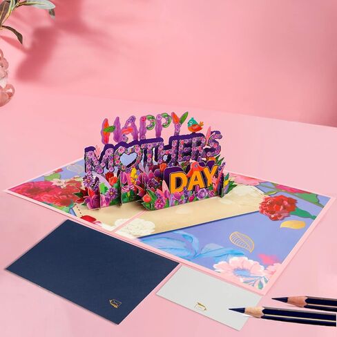 FOIMAS 3D Pop Up Mothers Day Card,Happy Mother’s Day Card with Envelope, Message Card for Mom Wife Daughter Grandma in Kuwait