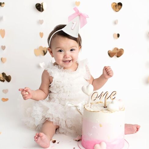 Pink Bow 1st Birthday Hat - Sweet First Birthday Decoration, Pink 1st Birthday Crown, Princess 1st Birthday Supplies in Kuwait