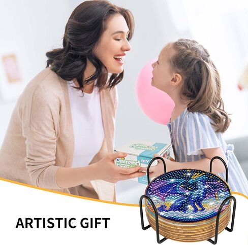 Dragon Diamond Art Coasters Kit: 8 Pcs Fantastic Dragon Diamond Painting Coasters with Holder and Cork Pads, DIY Coaster Craft Set for Adults Beginners Home Decor Gifts in Saudi Arabia