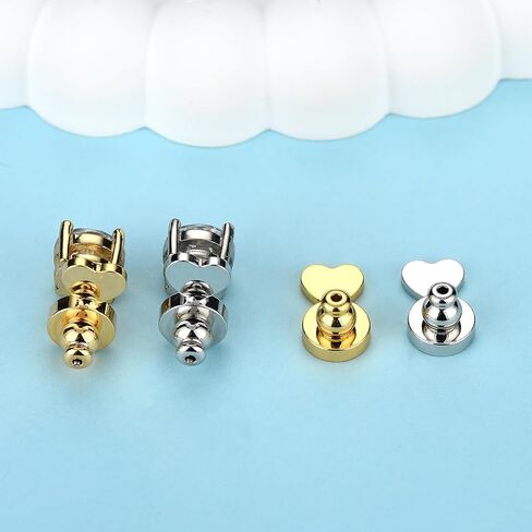 4pcs أبيض الذهب المطحون ظهورهم للأقراط الثقيلة ، ودعم رافع القلب ، وآمنة كبيرة من السدادة المسطحة السدادة in Kuwait