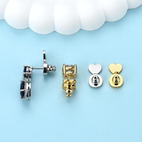 4pcs أبيض الذهب المطحون ظهورهم للأقراط الثقيلة ، ودعم رافع القلب ، وآمنة كبيرة من السدادة المسطحة السدادة in Kuwait