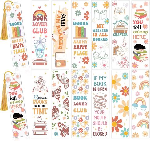 UV DTF Bookmark Wraps - 24 Sheets Acrylic Bookmark Blanks UV DTF Transfer Stickers, Book Theme Rainbow Butterfly Flower Design for Book Lover DIY Projects in Saudi Arabia