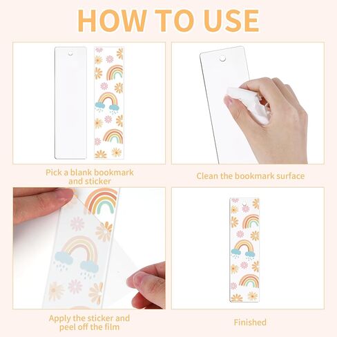 UV DTF Bookmark Wraps - 24 Sheets Acrylic Bookmark Blanks UV DTF Transfer Stickers, Book Theme Rainbow Butterfly Flower Design for Book Lover DIY Projects in Saudi Arabia