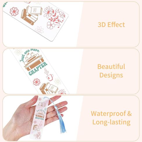 UV DTF Bookmark Wraps - 24 Sheets Acrylic Bookmark Blanks UV DTF Transfer Stickers, Book Theme Rainbow Butterfly Flower Design for Book Lover DIY Projects in Saudi Arabia
