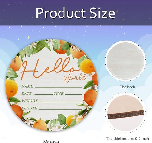 Baby Announcement Sign for Newborn Boys or Girls, Hello World Newborn Sign, Nursery Wall Decor, Baby Name Sign, Blue Bear Theme Birch Wood 6 inch Circle Board Birth Stat Sign, Newborn Gifts in Kuwait