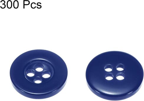 HARFINGTON 300pcs 20L Sewing Buttons 1/2"(12.5mm) Resin Round Flat 4-Hole Craft Replacement Buttons for Coats Sewing Clothing and DIY, Navy Blue in Saudi Arabia