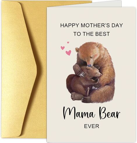 Mama Bear Mother's Day Card from Daughter Son, Cute Bear Mom and Baby Hug Mother's Day Card, Mothers Day Card Gift for Mom Mommy, The Best Mama Bear Ever in Saudi Arabia