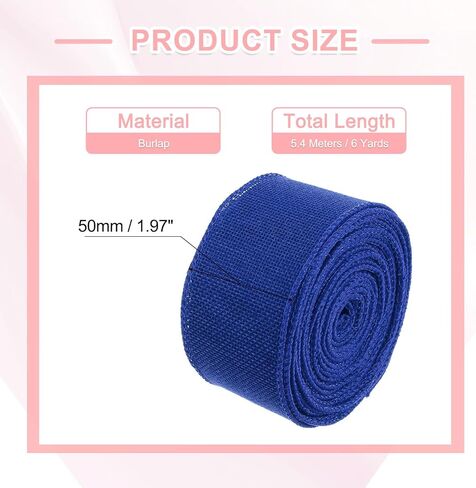 uxcell 2 "× 6 ياردة الشريط السلكي ، النسيج الطبيعي حافة الأشرطة الريفية للأقواس هدية تغليف الإكليل من الزفاف الزفاف ديكورات المنزل الحرف اليدوية ، السماء الأزرق in Kuwait